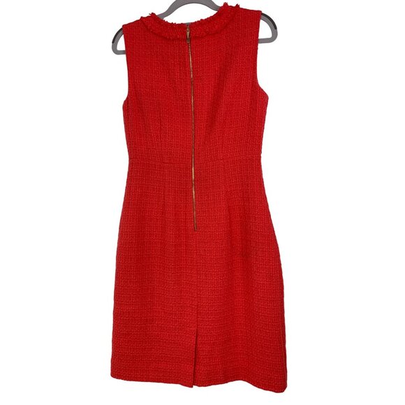Kate Spade Coral Tweed Sleeveless Sheath Dress Size 4 Fringe Neckline RV10325 - Picture 5 of 9